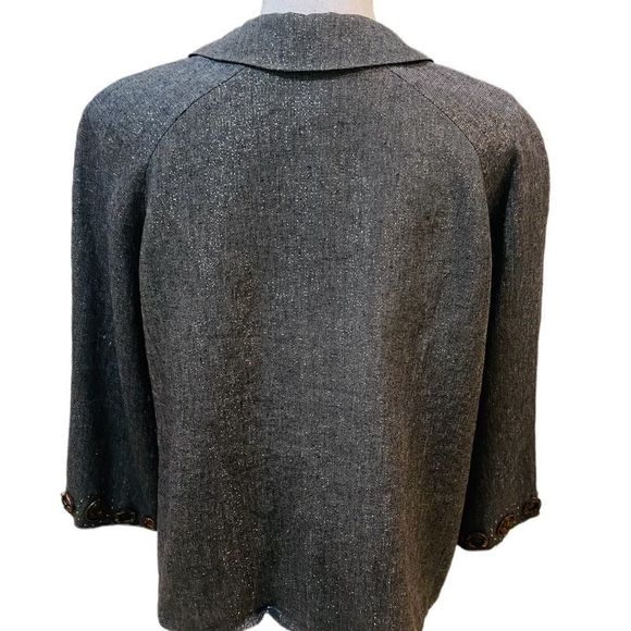 Coldwater creek metallic linen blend blazer jacket embellished cuffs size XL - Picture 5 of 12